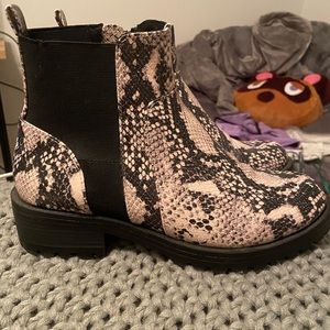 target faux snake skin booties